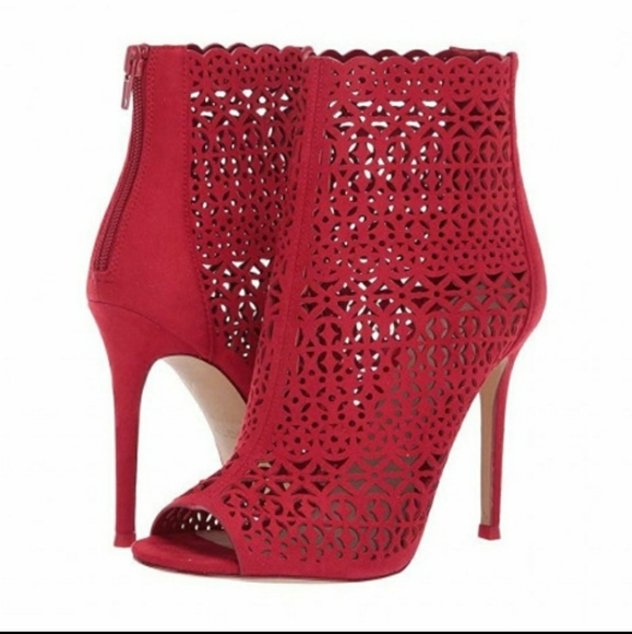 Red Ankle Boots/Bootie Open Toe - Picture 2 of 8